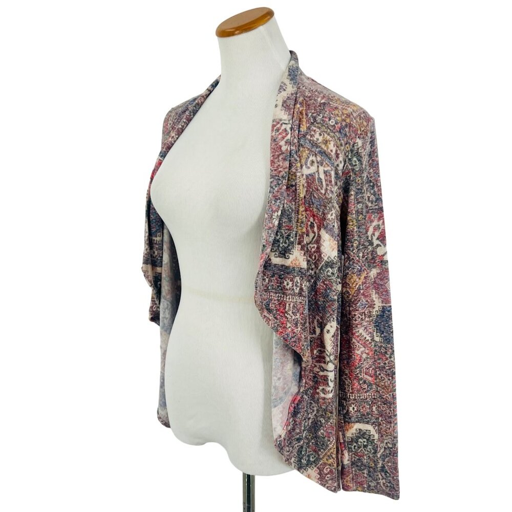 Anthropologie Open Front Multicolored Knit Cardigan | Boho Cottagecore Artsy L - Picture 10 of 16